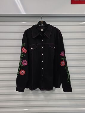 Bob Mackie Wearable Art Floral Embroidered Western Shirt 2X (M2)